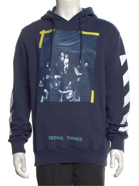 OFF-WHITE Virgil Abloh Navy ‘Seeing Things’ Hoodie